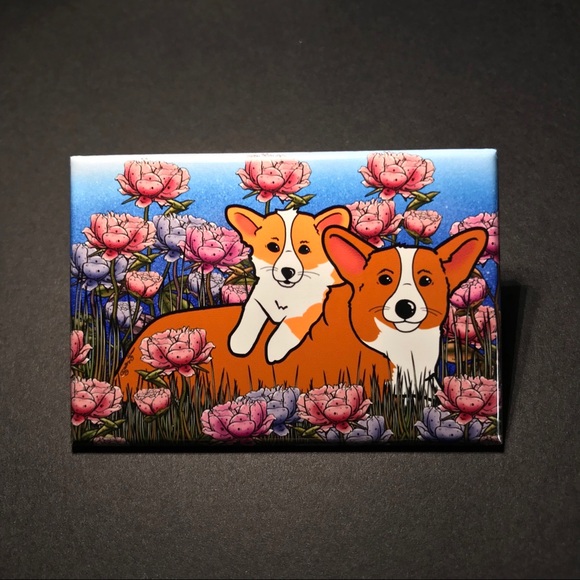 Corgis in the Garden Magnet Dog Art Gifts Decor - Picture 7 of 8